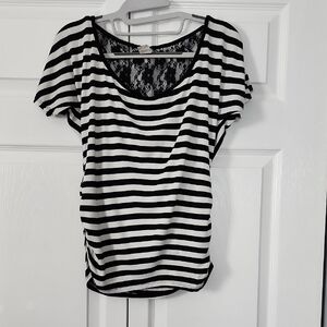 Black and White Striped Women's Top